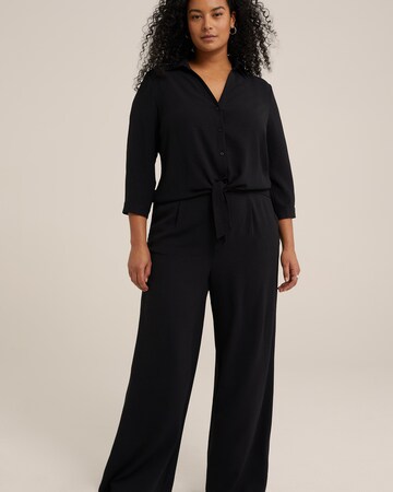 WE Fashion Wide leg Trousers in Black: front