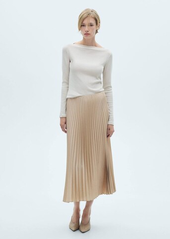 MANGO Skirt 'Plisado' in Beige