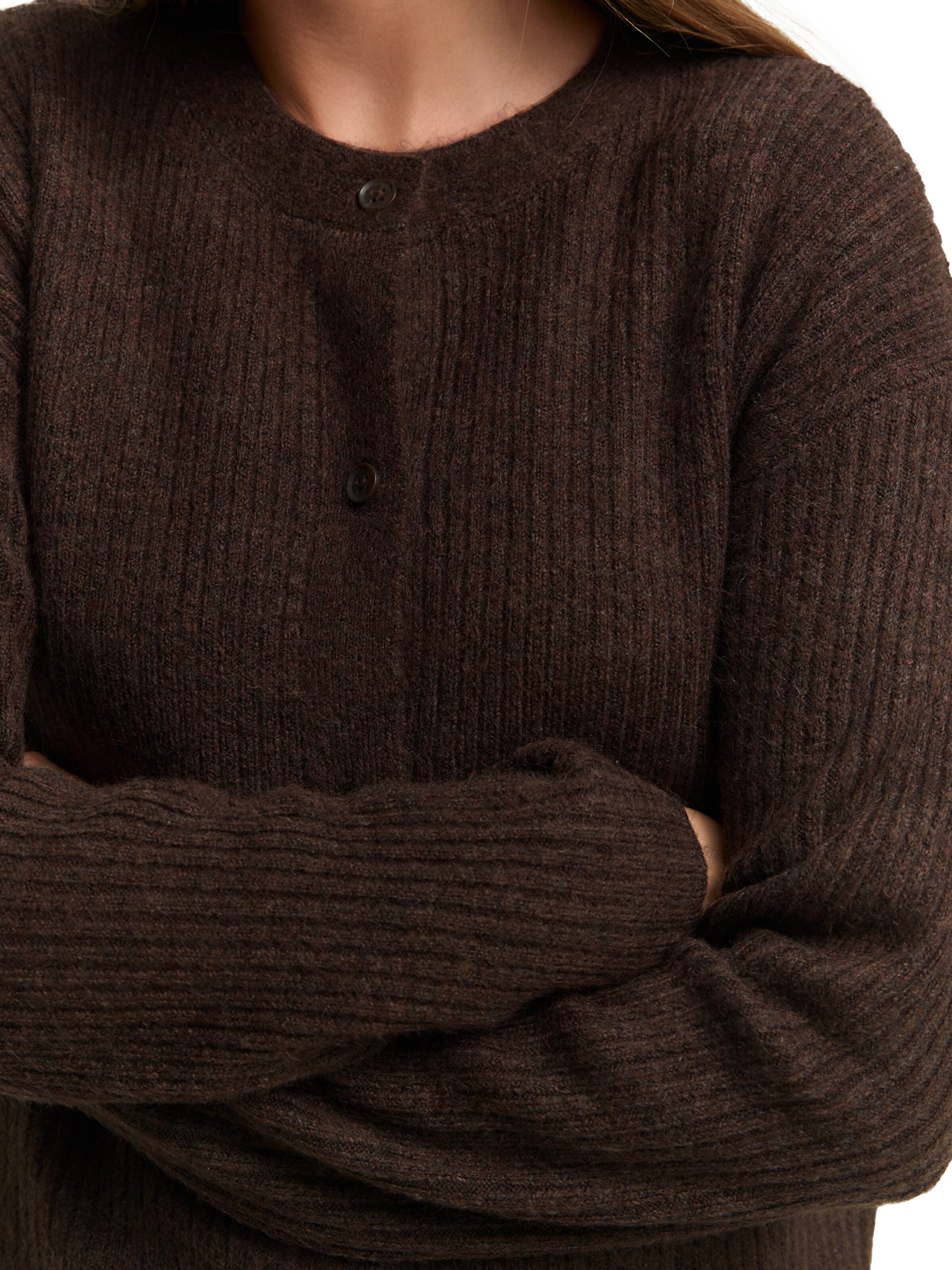 TOM TAILOR DENIM Pletena jopa | rjava barva