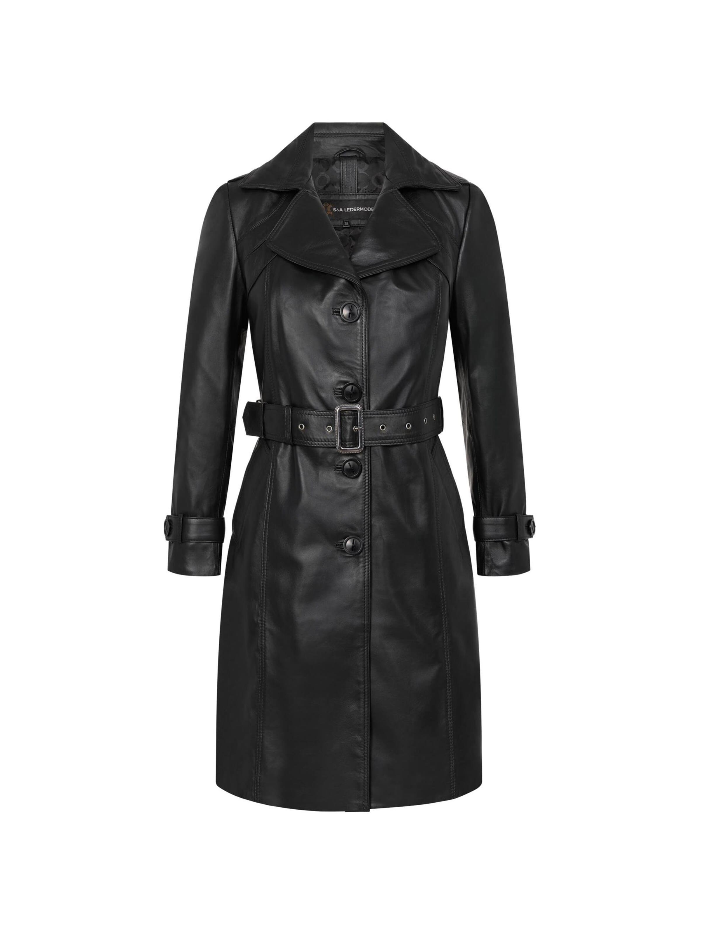 Mouflon Between-Seasons Coat 'Camila' in Black: front