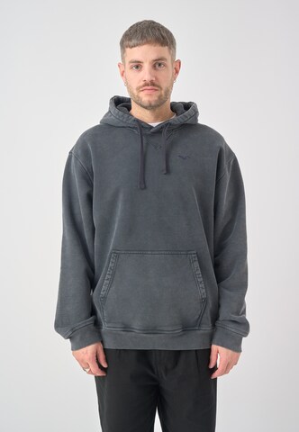 Cleptomanicx Kapuzenpullover 'Boxy Hooded Ligull Washed' in Grau: Vorderseite