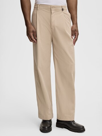 STRELLSON Regular Bandplooibroek ' Ludo ' in Beige: voorkant