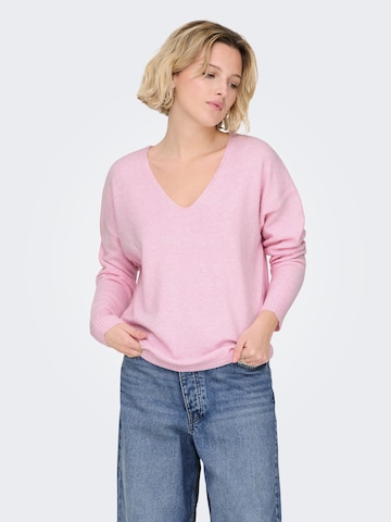 Pull-over 'ONLRICA' ONLY en rose : devant