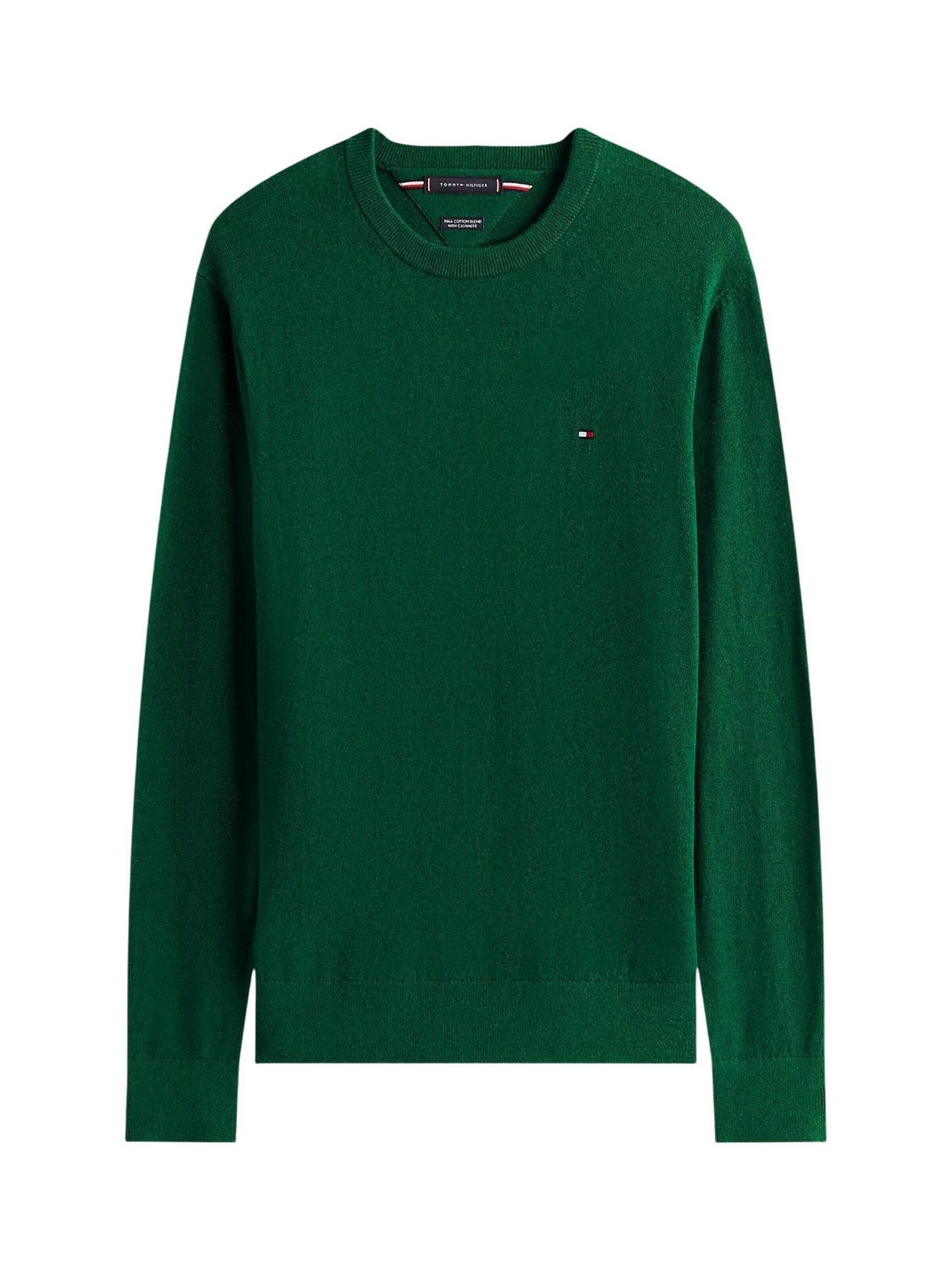 TOMMY HILFIGER Tricot 'PIMA ORG CTN CASHMERE MW0MW28046' in Groen: voorkant