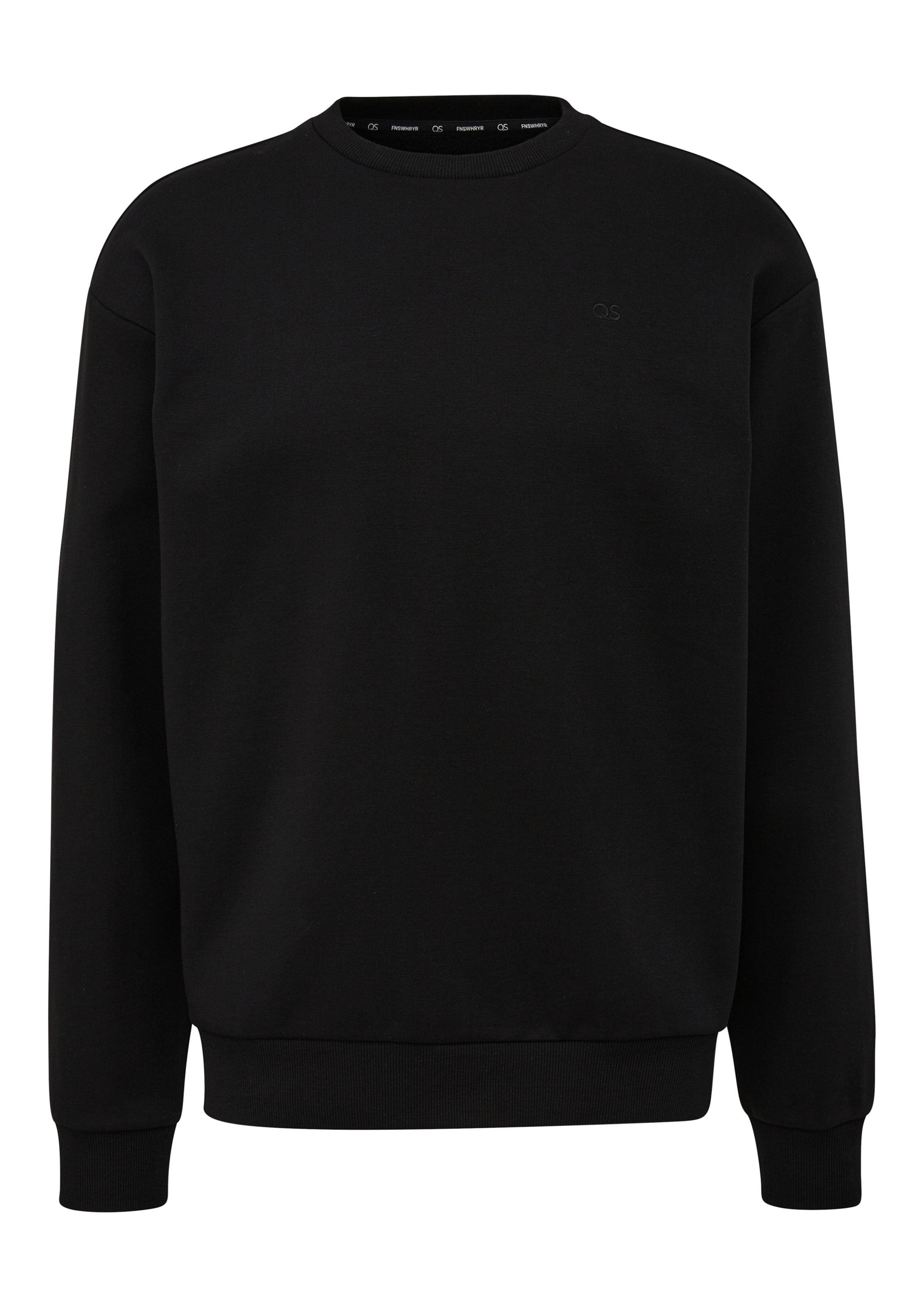 Sweat-shirt QS en noir : devant