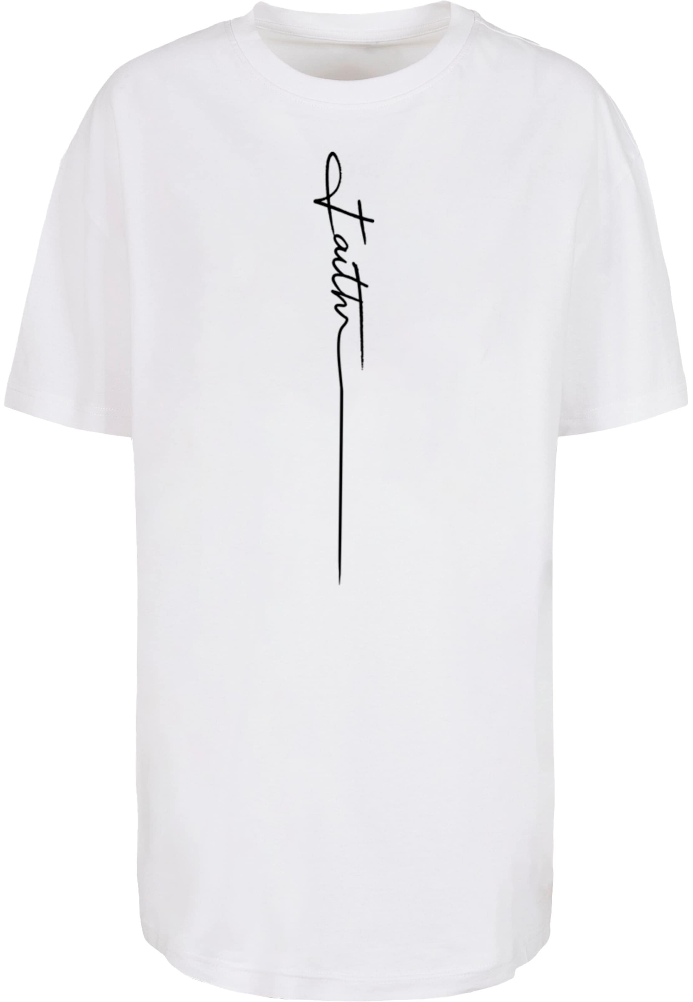 Merchcode Oversized tričko 'Faith Boyfriend' – bílá: přední strana