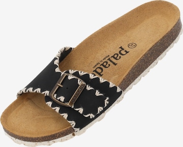 Palado Pantoletten 'Malta Stitch' in Schwarz: Vorderseite
