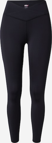 Skinny Pantaloni sport de la HKMX pe negru: față