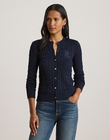 Lauren Ralph Lauren Плетена жилетка в синьо: отпред