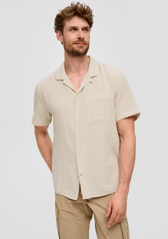 s.Oliver Comfort fit Button Up Shirt in Beige: front