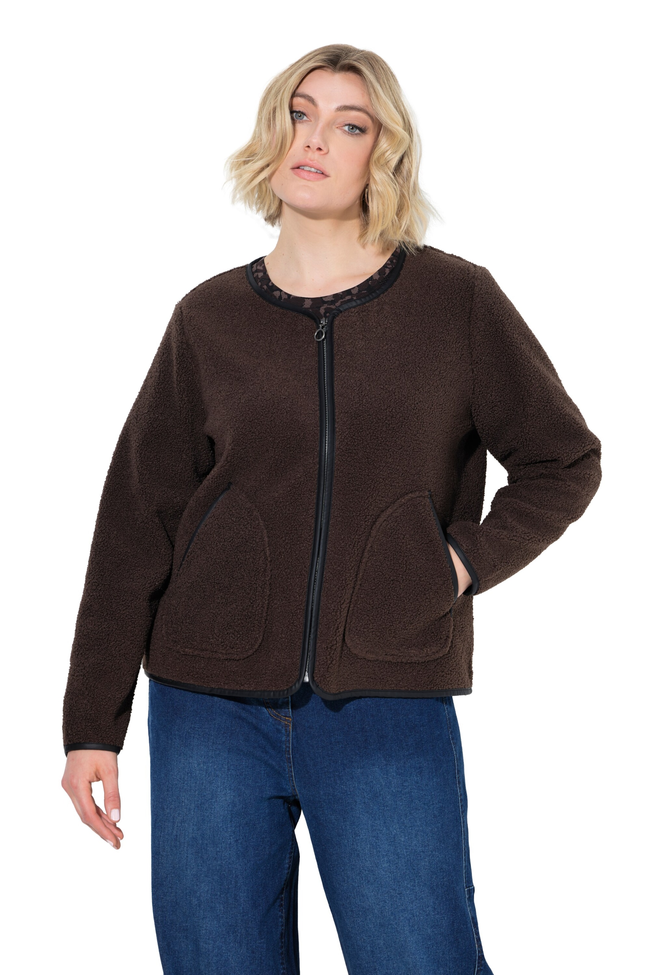 Ulla Popken Between-season jacket in Brown: front