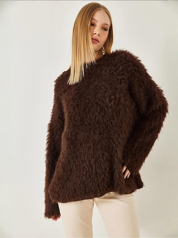 Bianco Lucci Oversized trui in Bruin