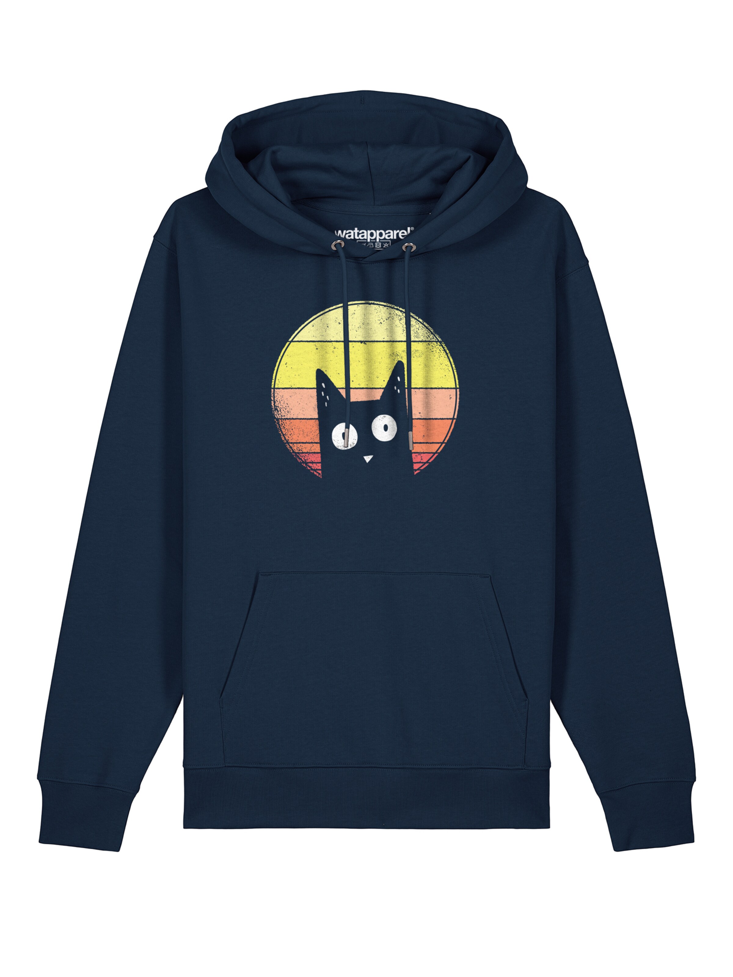Sweat-shirt ' Sunset Cat ' Watapparel en bleu : devant