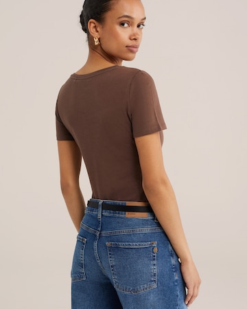 WE Fashion - Camiseta en marrón
