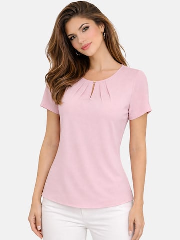 REGINA FASHION Blouse 'Short Sleeve Blouse with Pleated Neckline' in Pink
