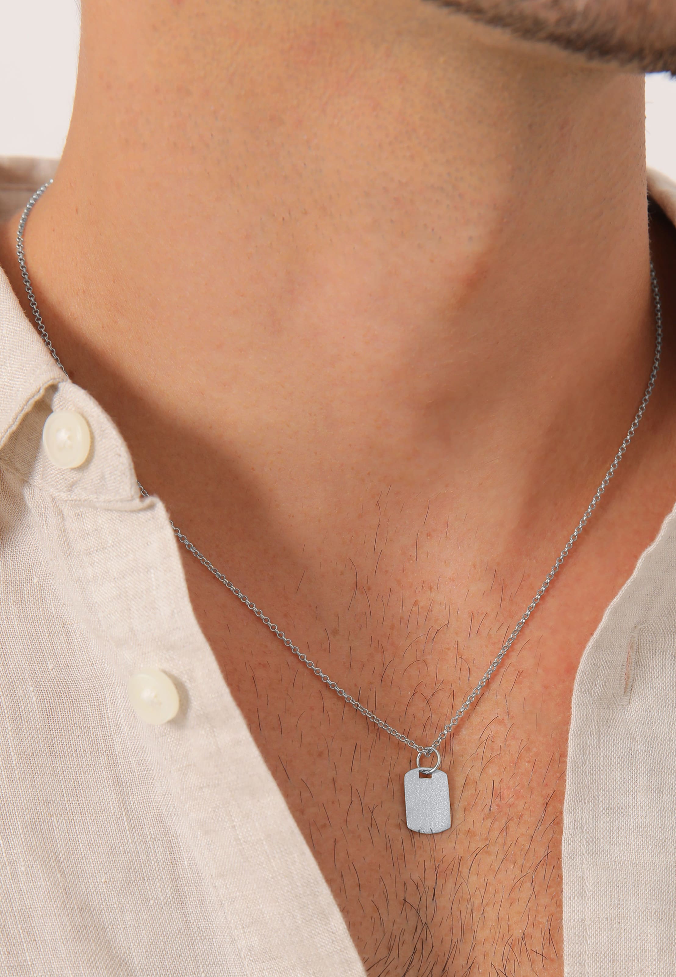 KUZZOI Necklace 'Dog Tag' in Silver: front