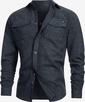 INDICODE JEANS Regular fit Button Up Shirt ' Lui ' in Blue: front