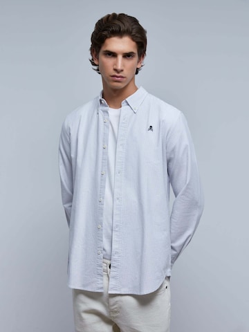 Scalpers Comfort fit Overhemd 'New Oxford' in Grijs: voorkant