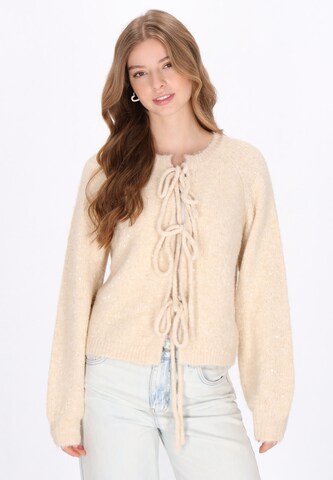 MYMO Knit cardigan in Beige: front