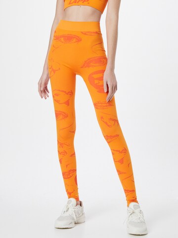 Lapp the Brand Skinny Παντελόνι φόρμας σε πορτοκαλί: μπροστά