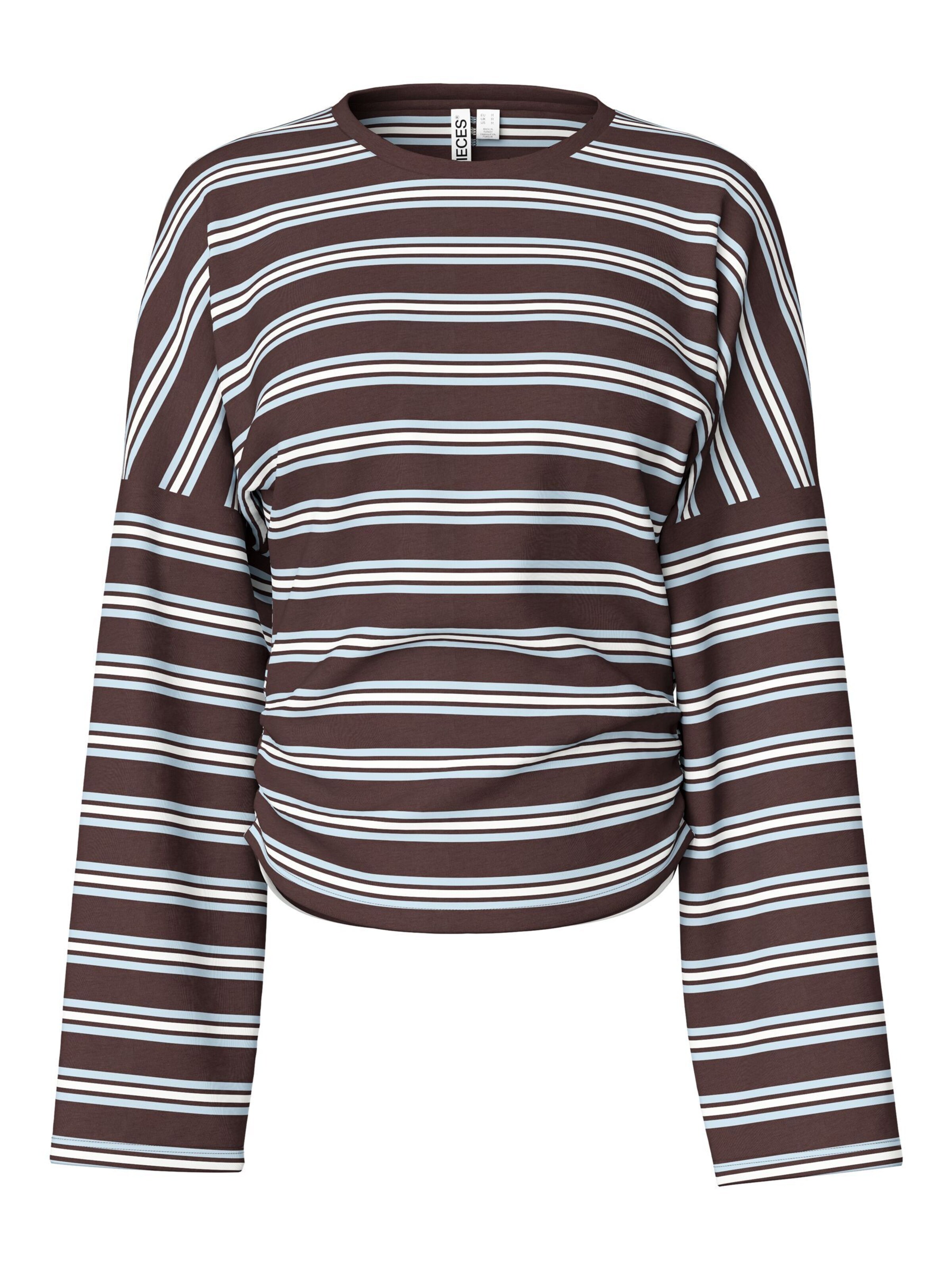 PIECES Shirt in XS in Brown / White, Item view