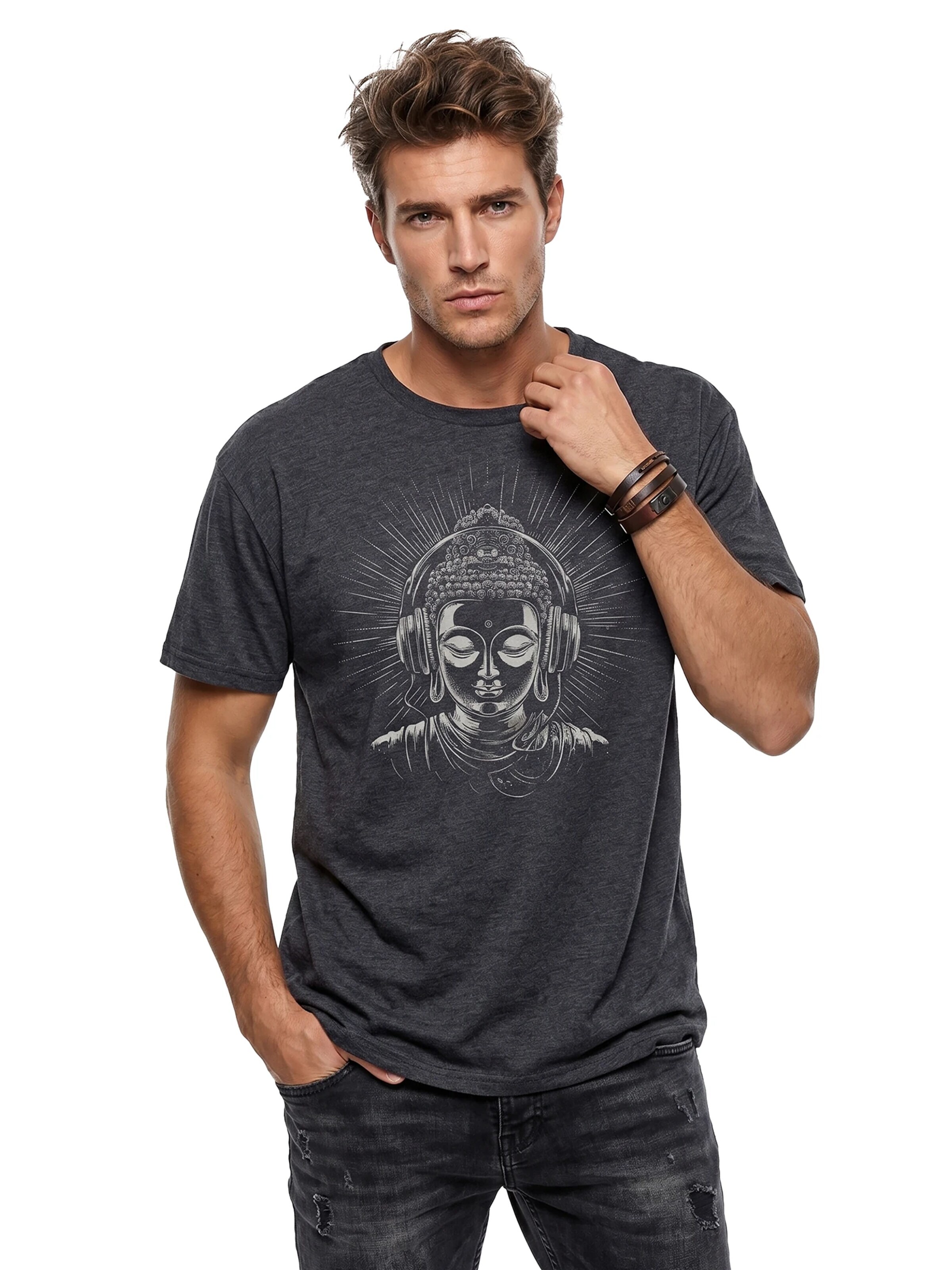 MAKAYA Shirt 'Buddha' in Grey