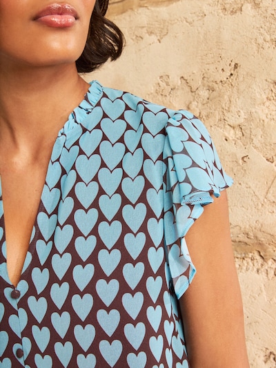 love & roses Blouse in XS in de kleur Lichtblauw / Bruin, Productweergave