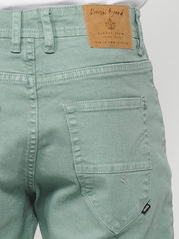 KOROSHI Normální Chino kalhoty – zelená