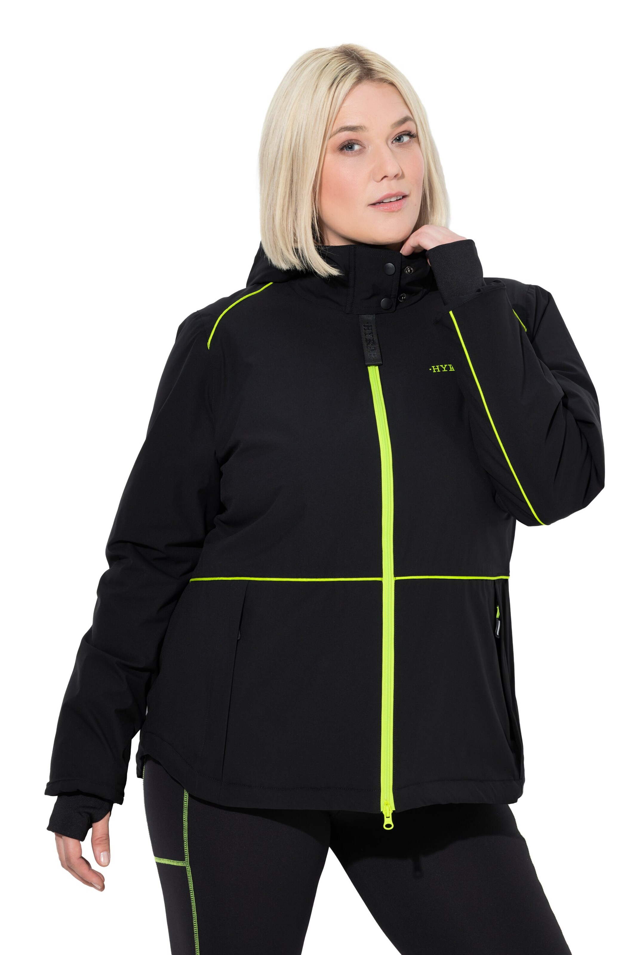 Ulla Popken Weatherproof jacket in Black: front