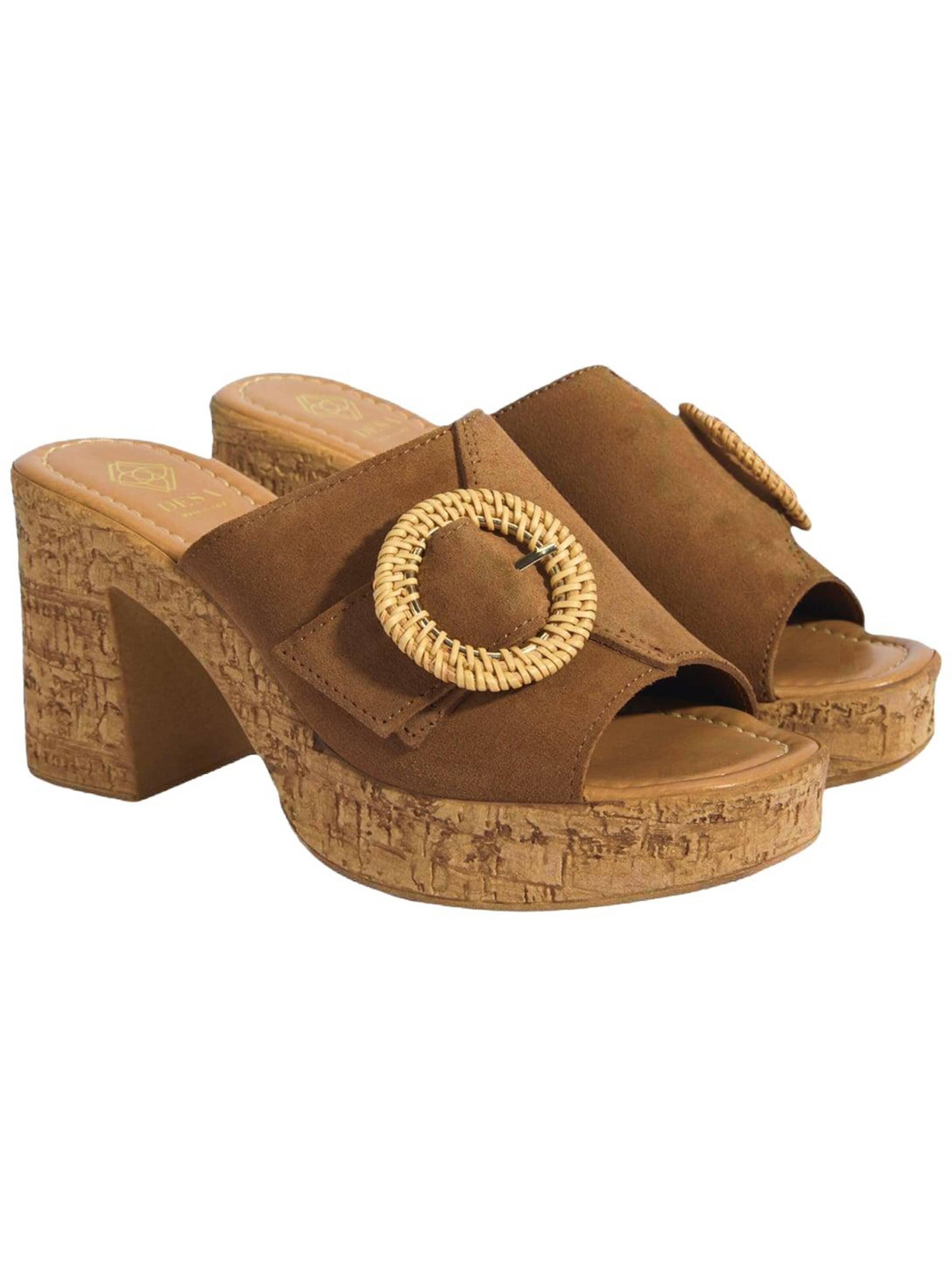 Pantoufle 'Plateau-Schuhe' Desa en marron : devant