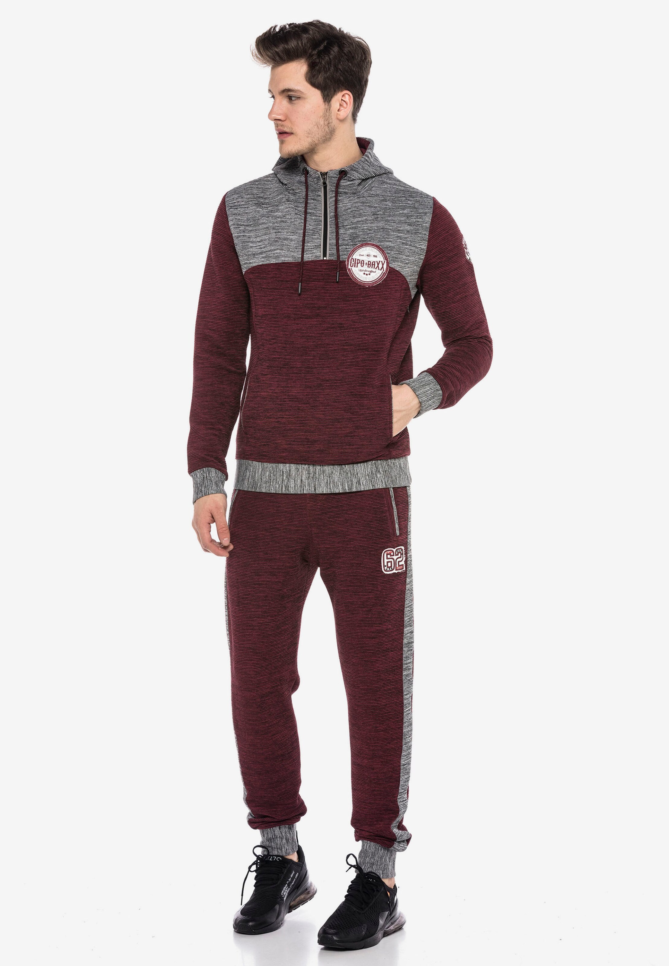 Männer Sweat CIPO & BAXX Kapuzensweater in Burgunder - HS48468 Männer Sweat CIPO & BAXX Kapuzensweater in Burgunder - HS48468