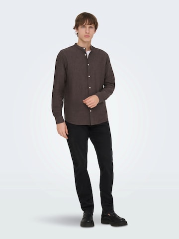 Only & Sons Slim fit Srajca 'ONSCaiden' | rjava barva
