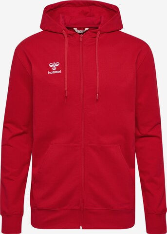 Hummel Athletic Zip-Up Hoodie 'GO 2.0' in Red: front