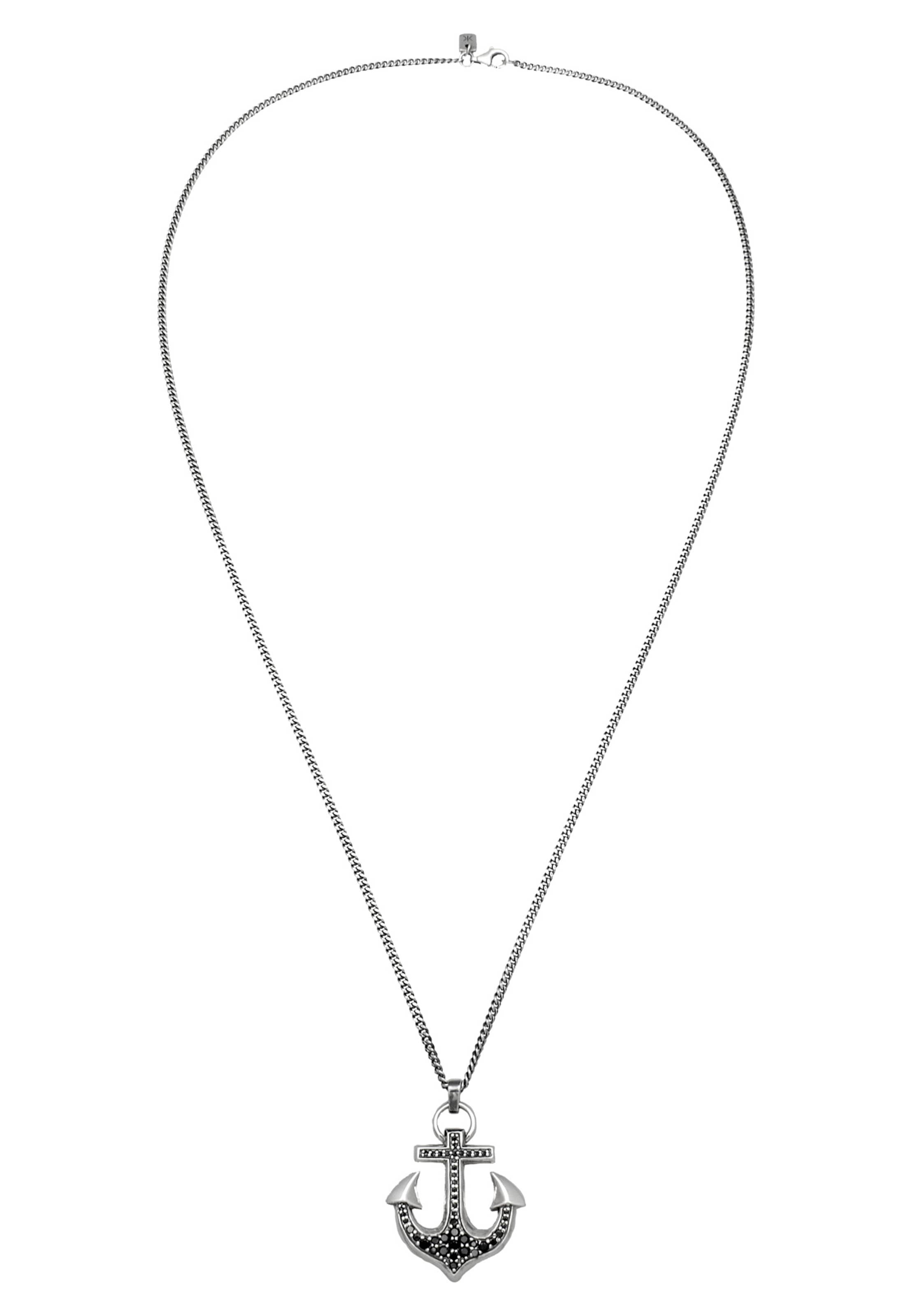 KUZZOI Halskette 'Anker' in Schwarz: Vorderseite