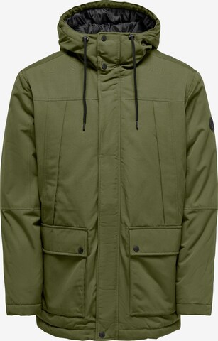 Only & Sons Winter Parka 'Jayden' in Green: front