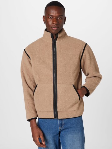 Redefined Rebel Fleece Jacket 'Gregory' in Brown: front