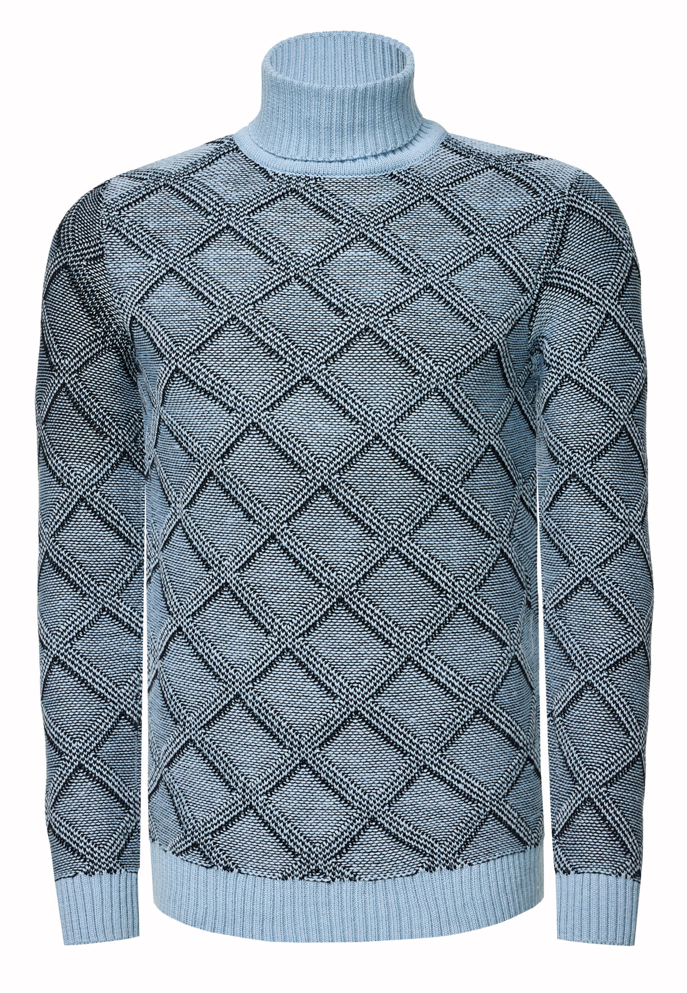 Rusty Neal Rollkragenpullover in Blau: Vorderseite