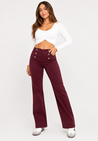 Elara Wide leg Jeans in Red