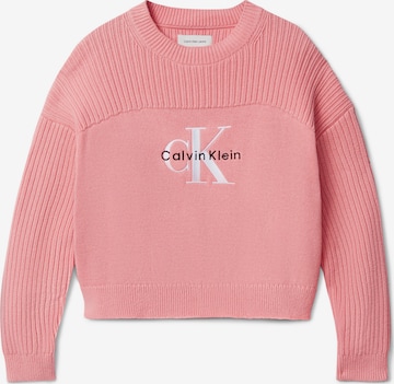 Calvin Klein Jeans Tröja 'Monologo CN' i rosa: framsida