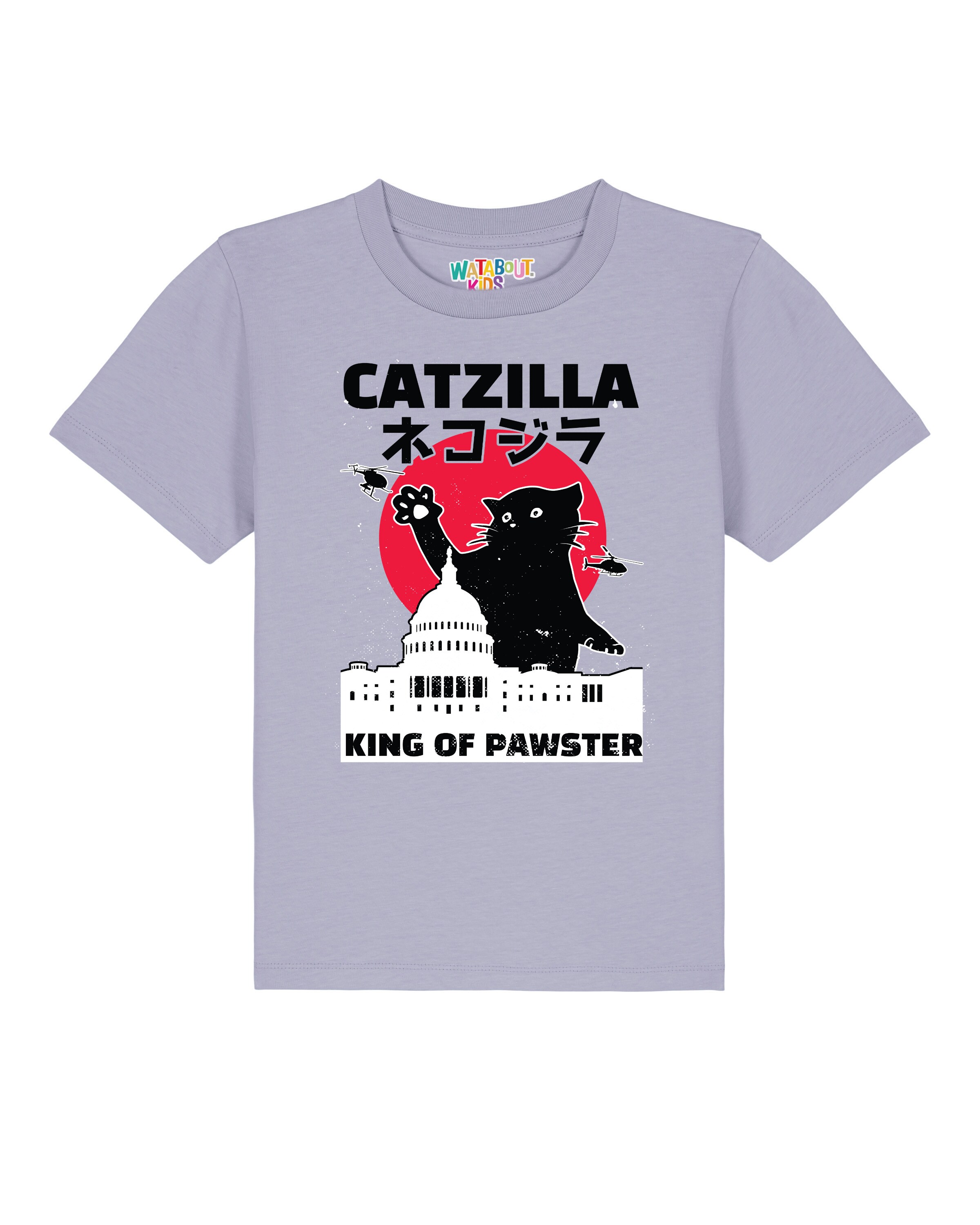 Maglietta 'Catzilla' di watabout.kids in lilla: frontale