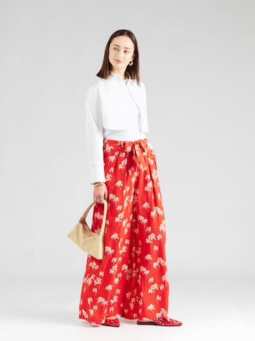 King Louie Wide leg Pleat-Front Pants 'The Haze' in Red