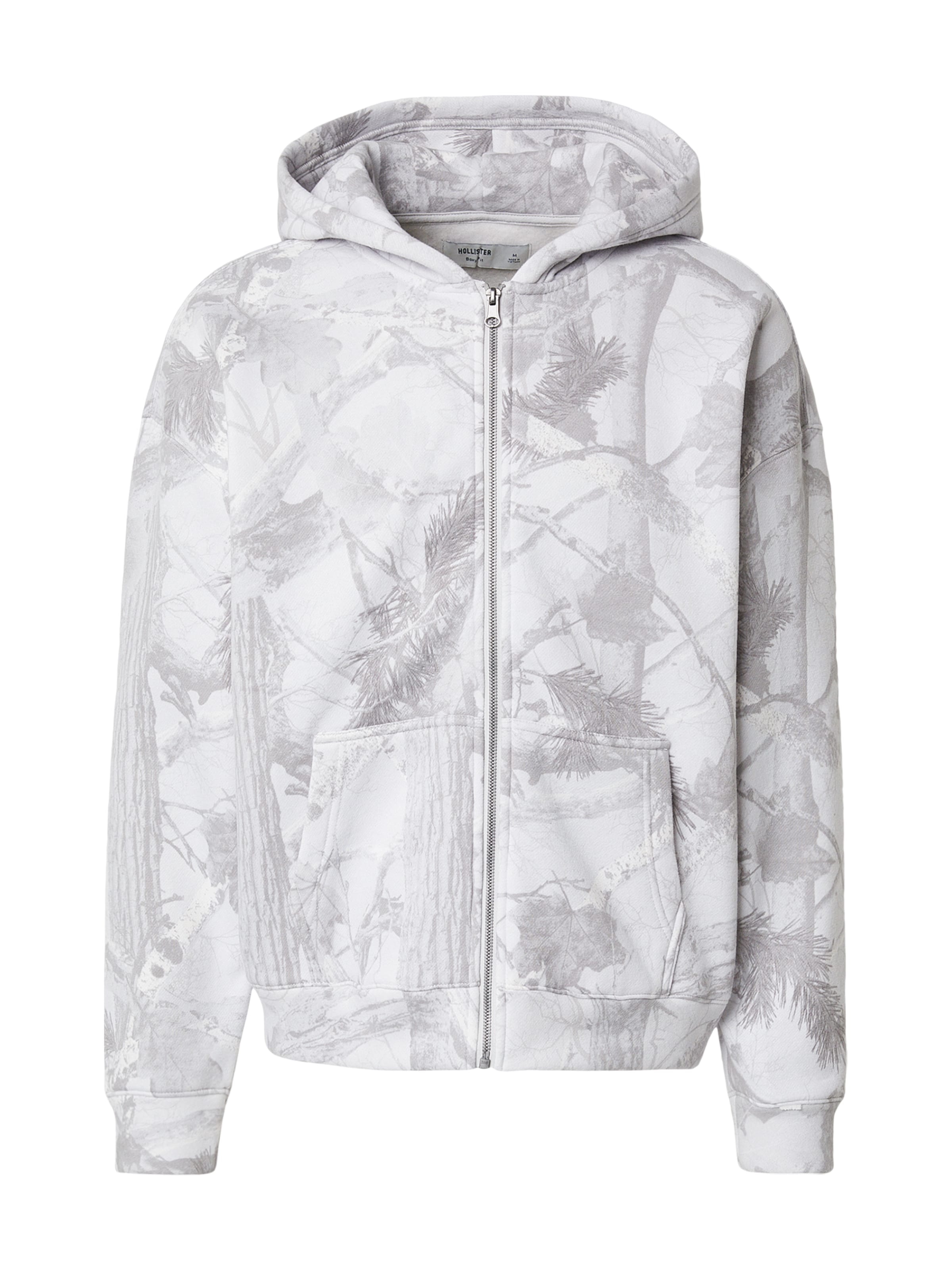 HOLLISTER Tepláková bunda - Biela: predná strana