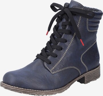 Rieker Lace-Up Ankle Boots '70811' in Blue: front