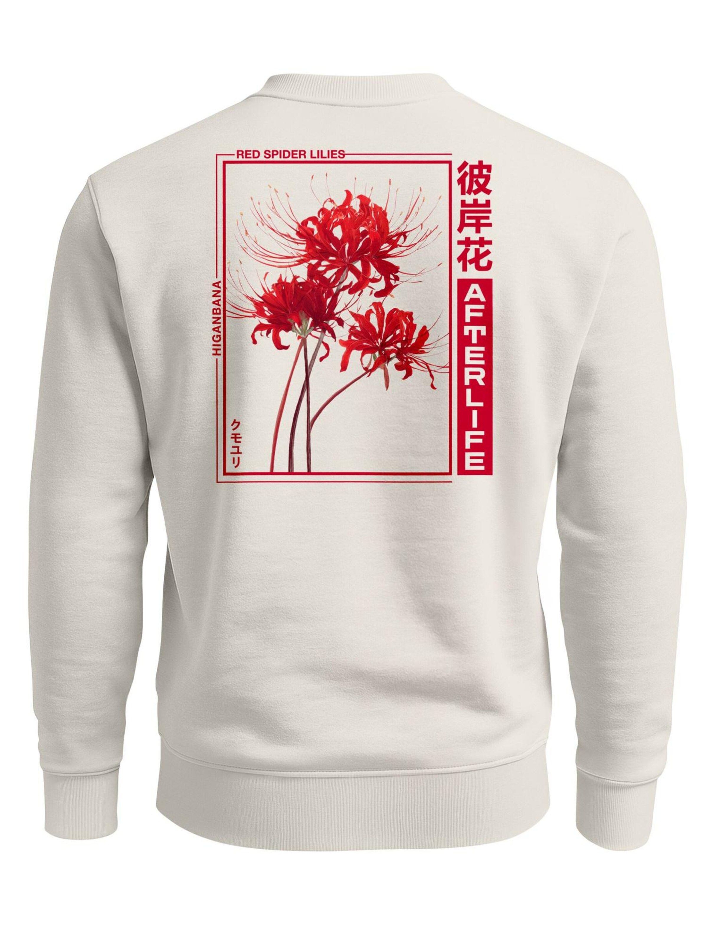 Neverless Sweatshirt 'Red Spider Lilies' in Beige