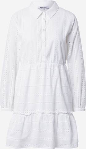 ABOUT YOU Рокля тип риза 'Fina' в бяло: отпред