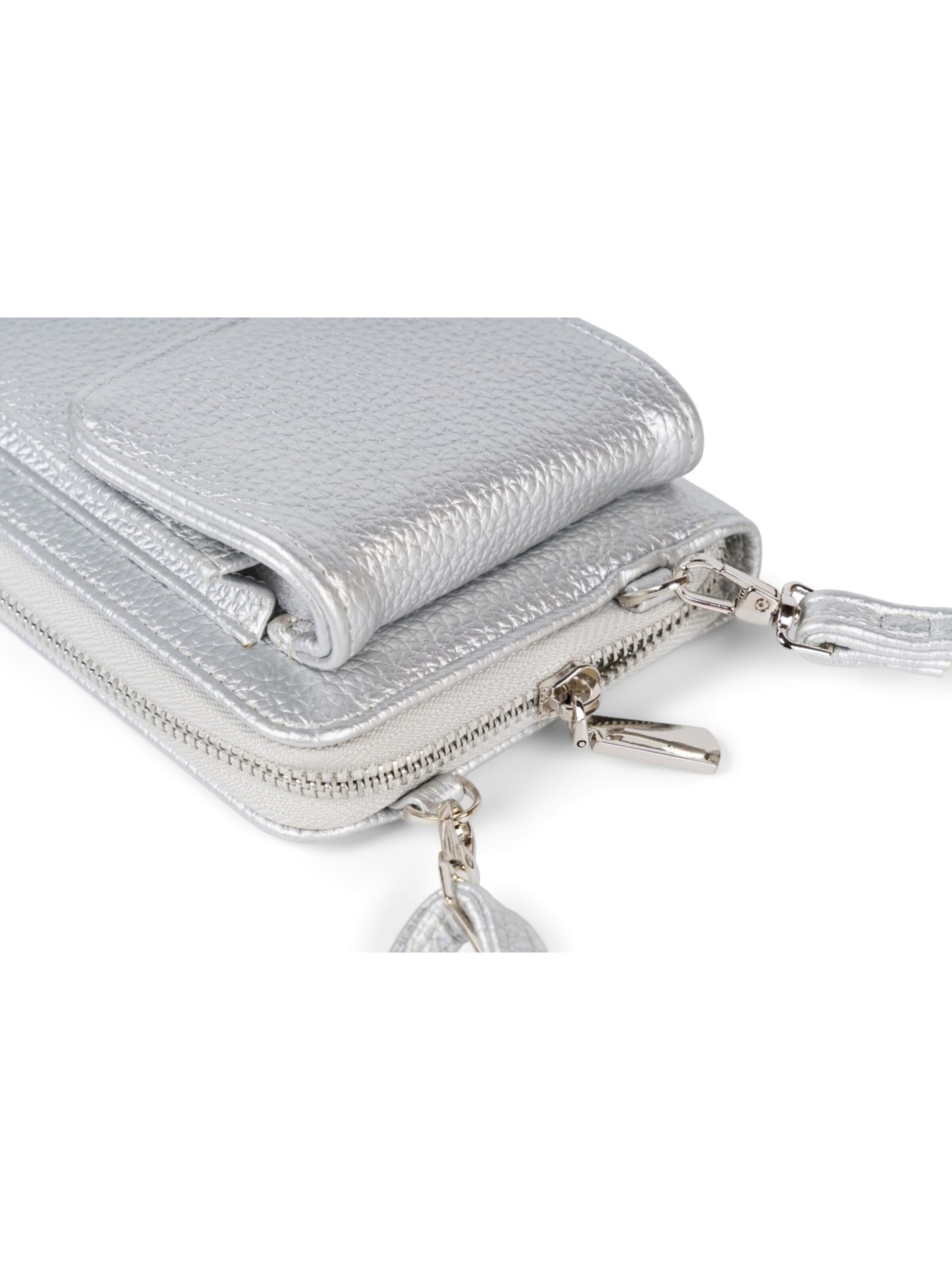 styleBREAKER Crossbody bag 'Umhängetasche mit Handyfach und RFID Schutz' in Silver