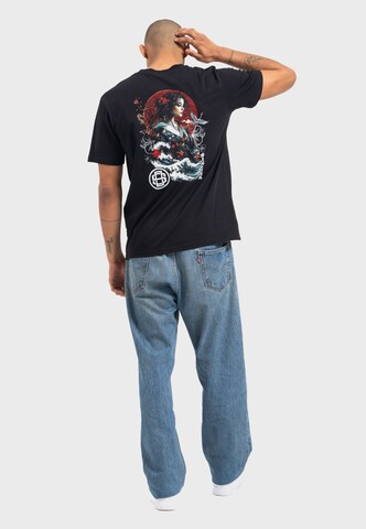 Oldskull Shirt 'Asian Blossom Queen Logo Graphic' in Black