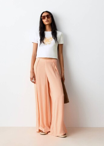 MANGO TEEN Wide leg Pants 'Mist2' in Orange: front