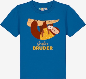 watabout.kids Shirt 'Faultier Großer Bruder' in Blauw: voorkant