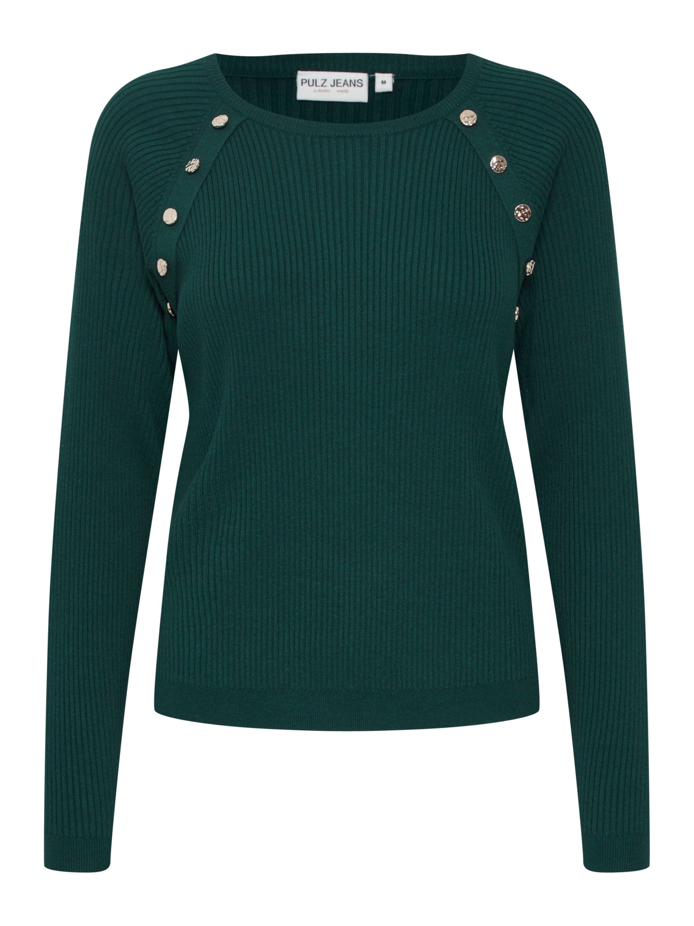 PULZ Jeans Pullover 'SARA' in Grün: Vorderseite